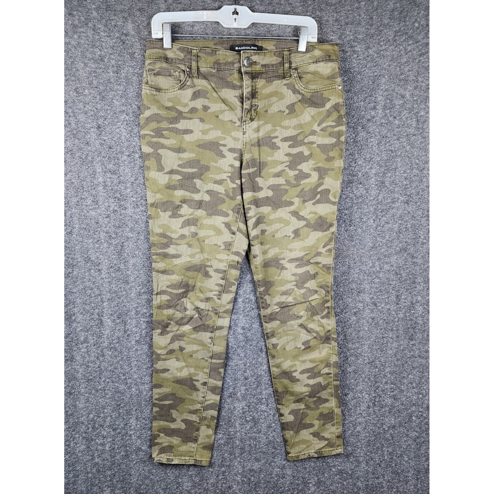 Bandolino Mandie Skinny Pants Womens 8 Green Camo‎ Mid Rise Tapered Leg Jeans